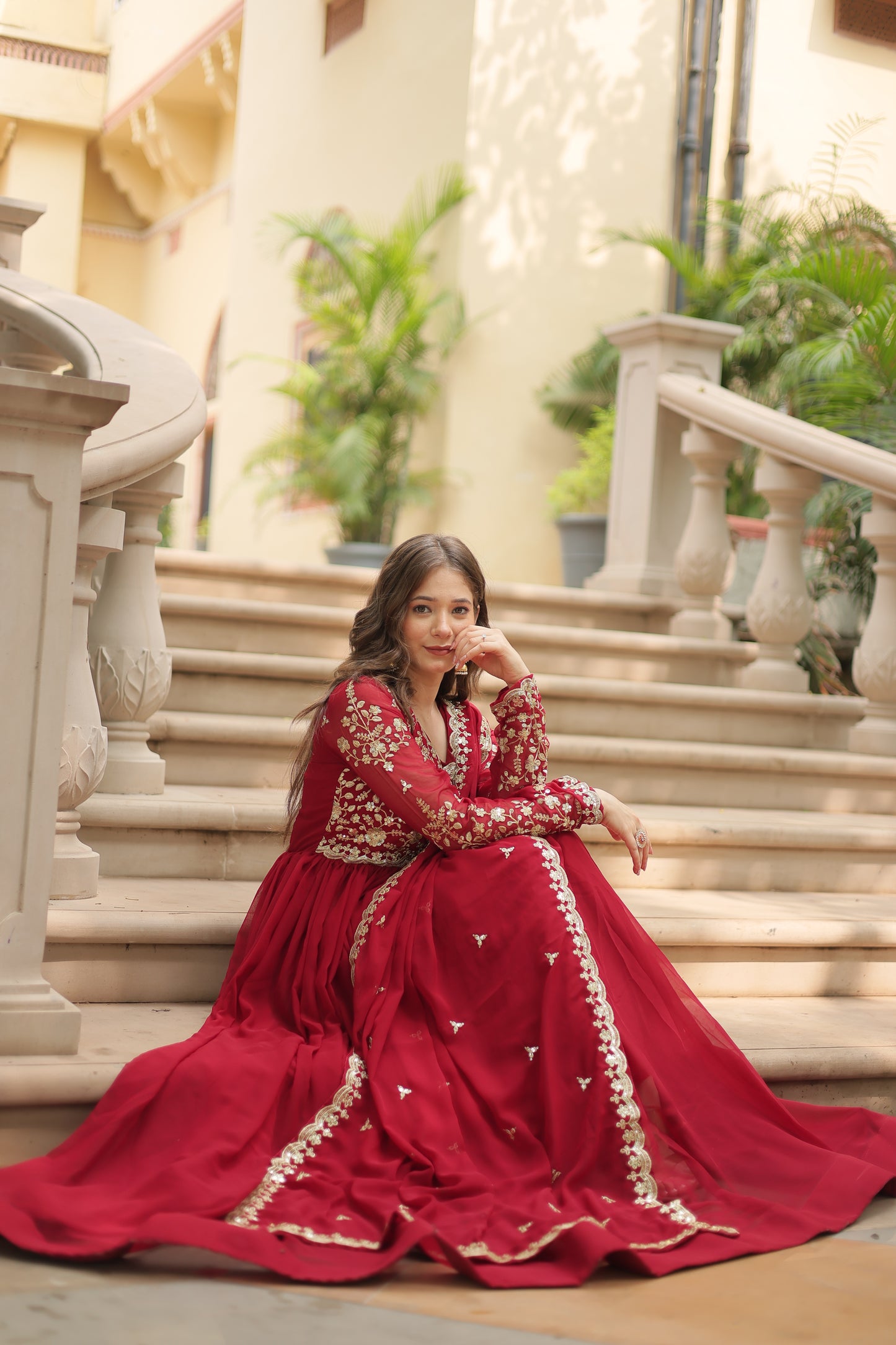 ✨ Shahi Embroidered Anarkali Gown Set ✨
