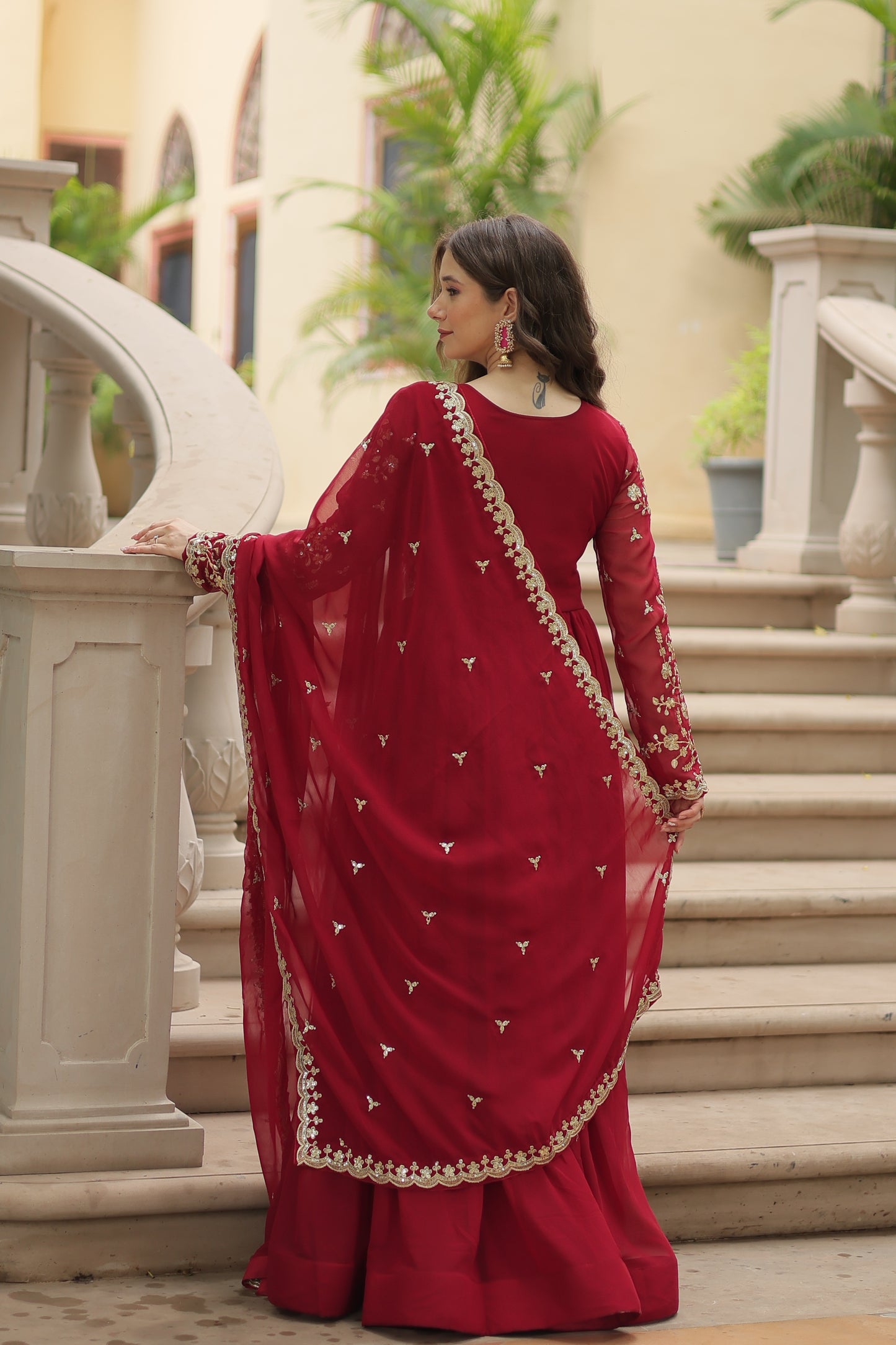 ✨ Shahi Embroidered Anarkali Gown Set ✨
