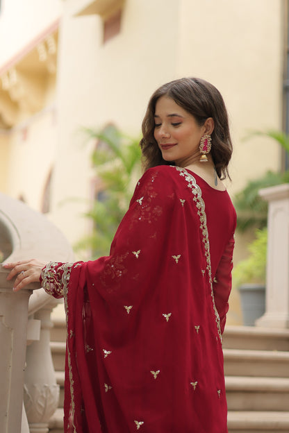 ✨ Shahi Embroidered Anarkali Gown Set ✨