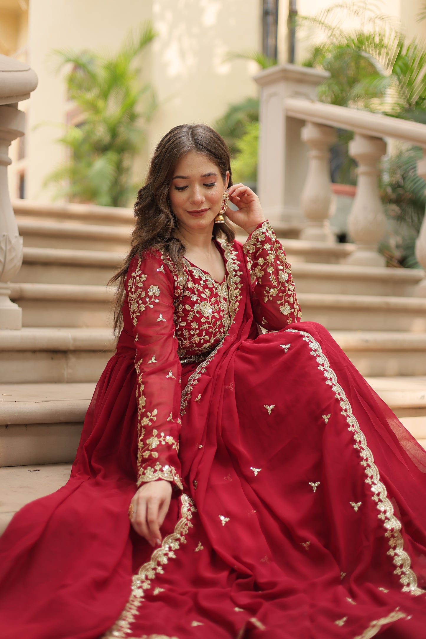 ✨ Shahi Embroidered Anarkali Gown Set ✨