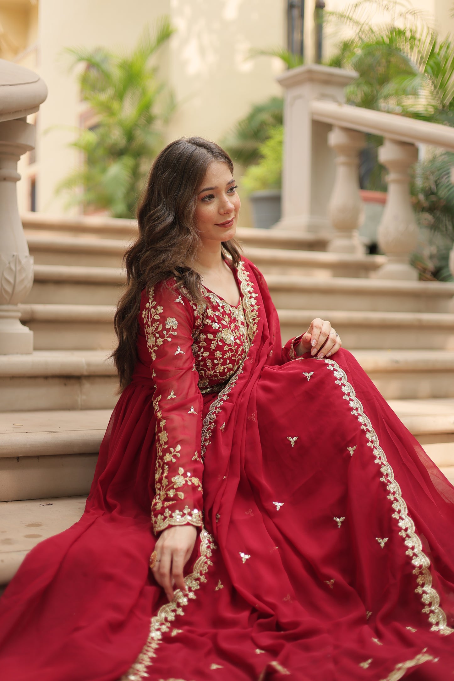 ✨ Shahi Embroidered Anarkali Gown Set ✨