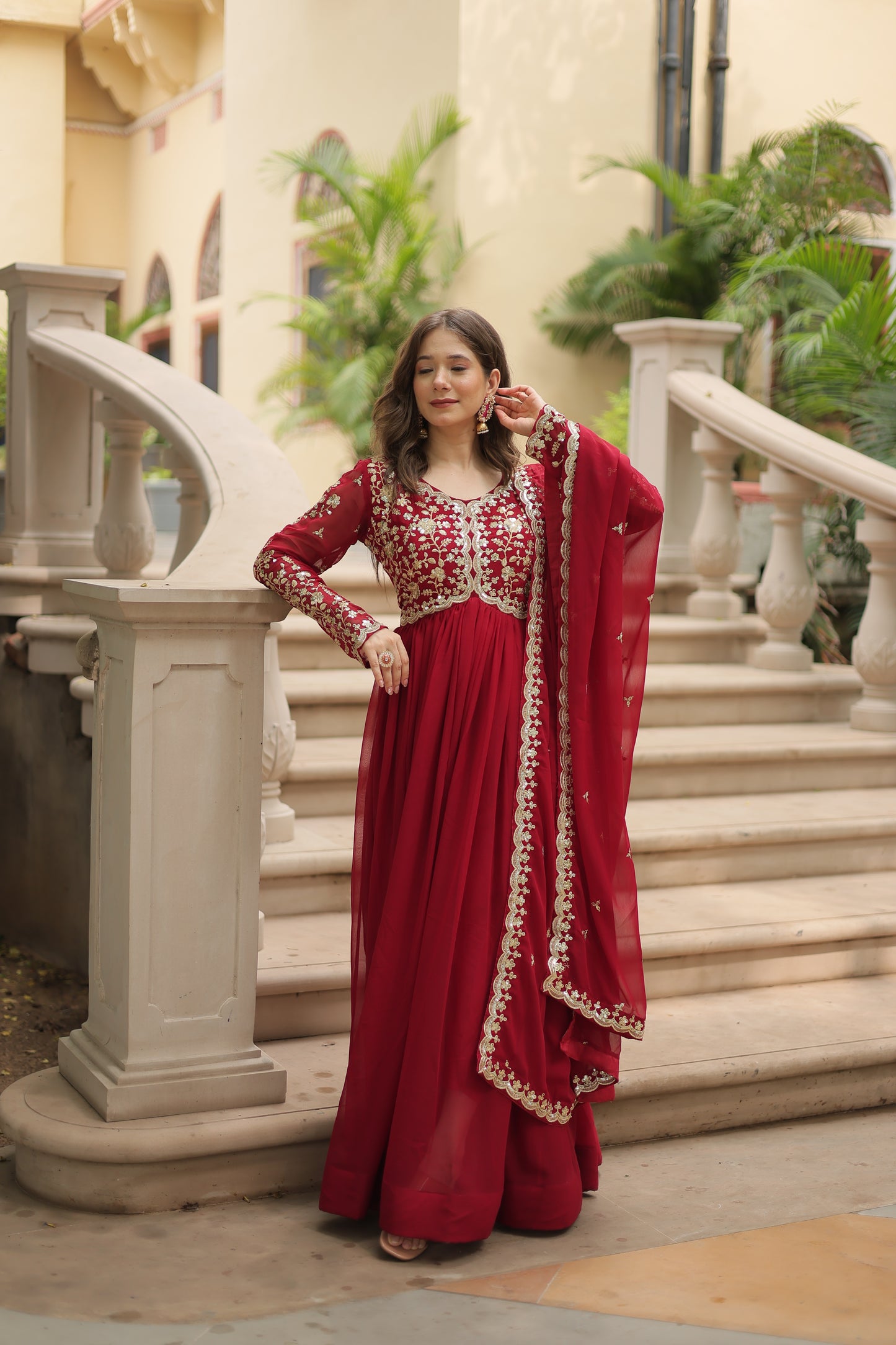✨ Shahi Embroidered Anarkali Gown Set ✨