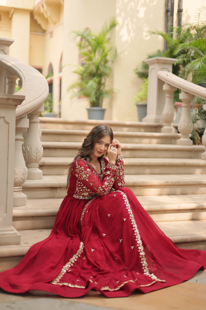 ✨ Shahi Embroidered Anarkali Gown Set ✨