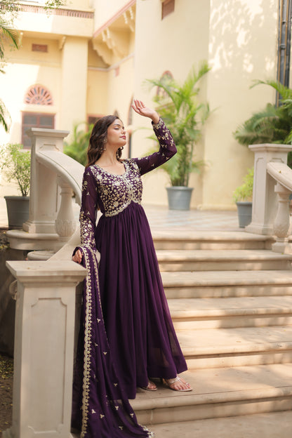 ✨ Shahi Embroidered Anarkali Gown Set ✨