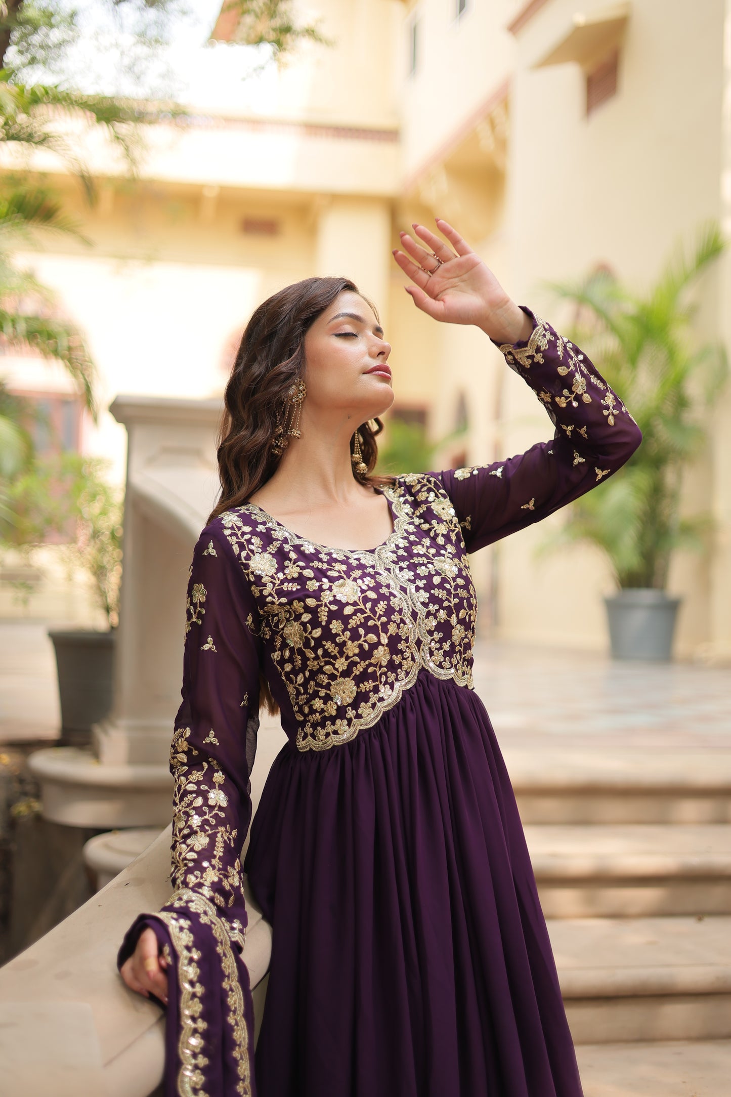 ✨ Shahi Embroidered Anarkali Gown Set ✨