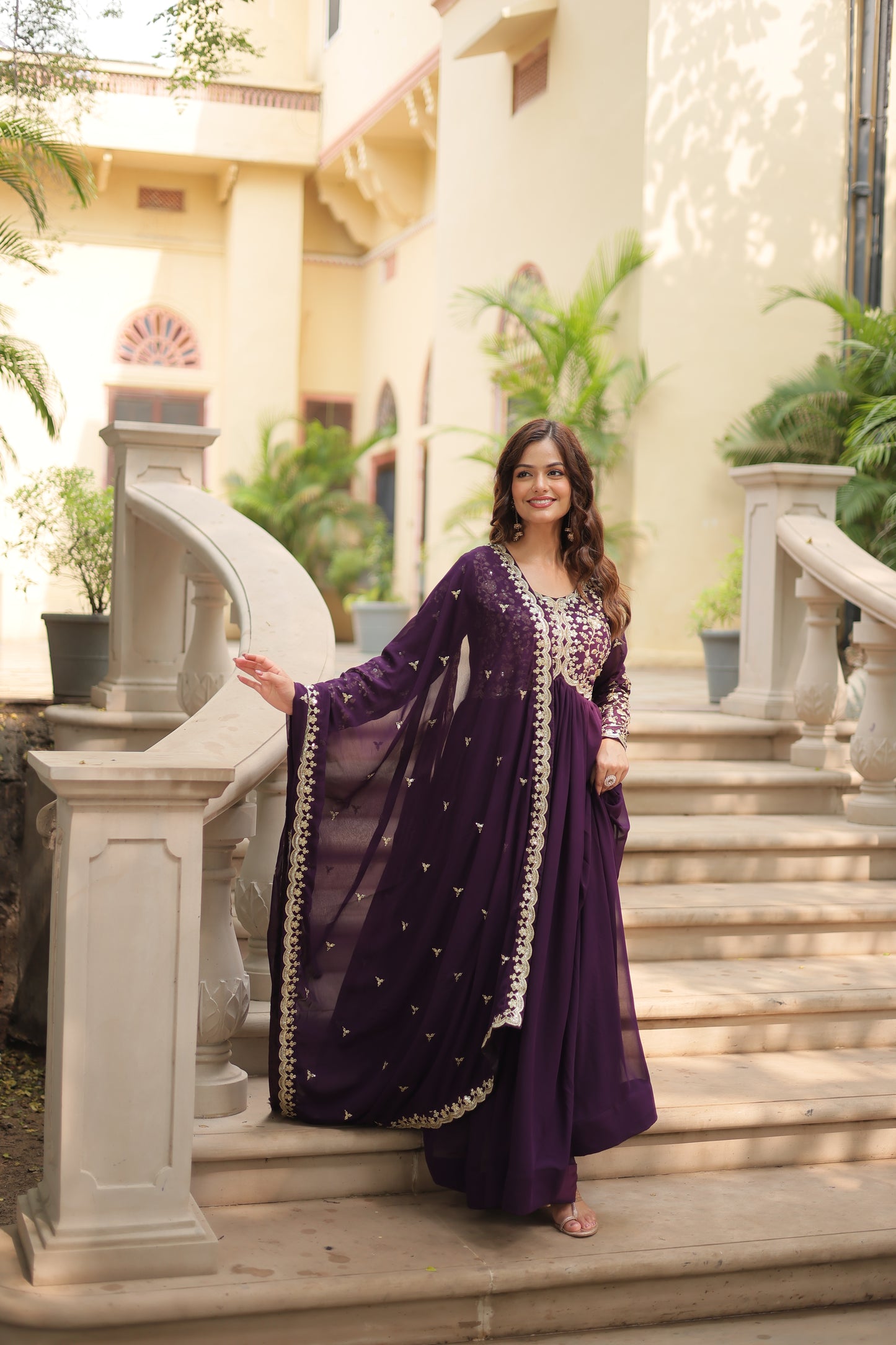 ✨ Shahi Embroidered Anarkali Gown Set ✨