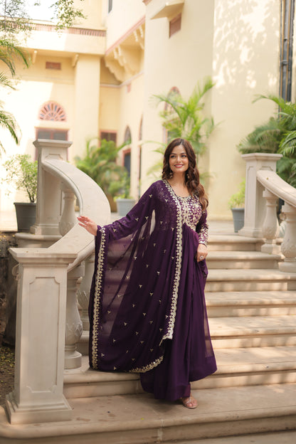 ✨ Shahi Embroidered Anarkali Gown Set ✨