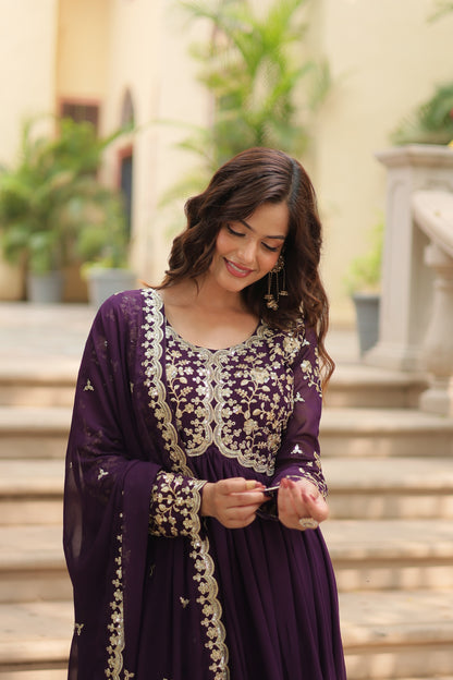 ✨ Shahi Embroidered Anarkali Gown Set ✨