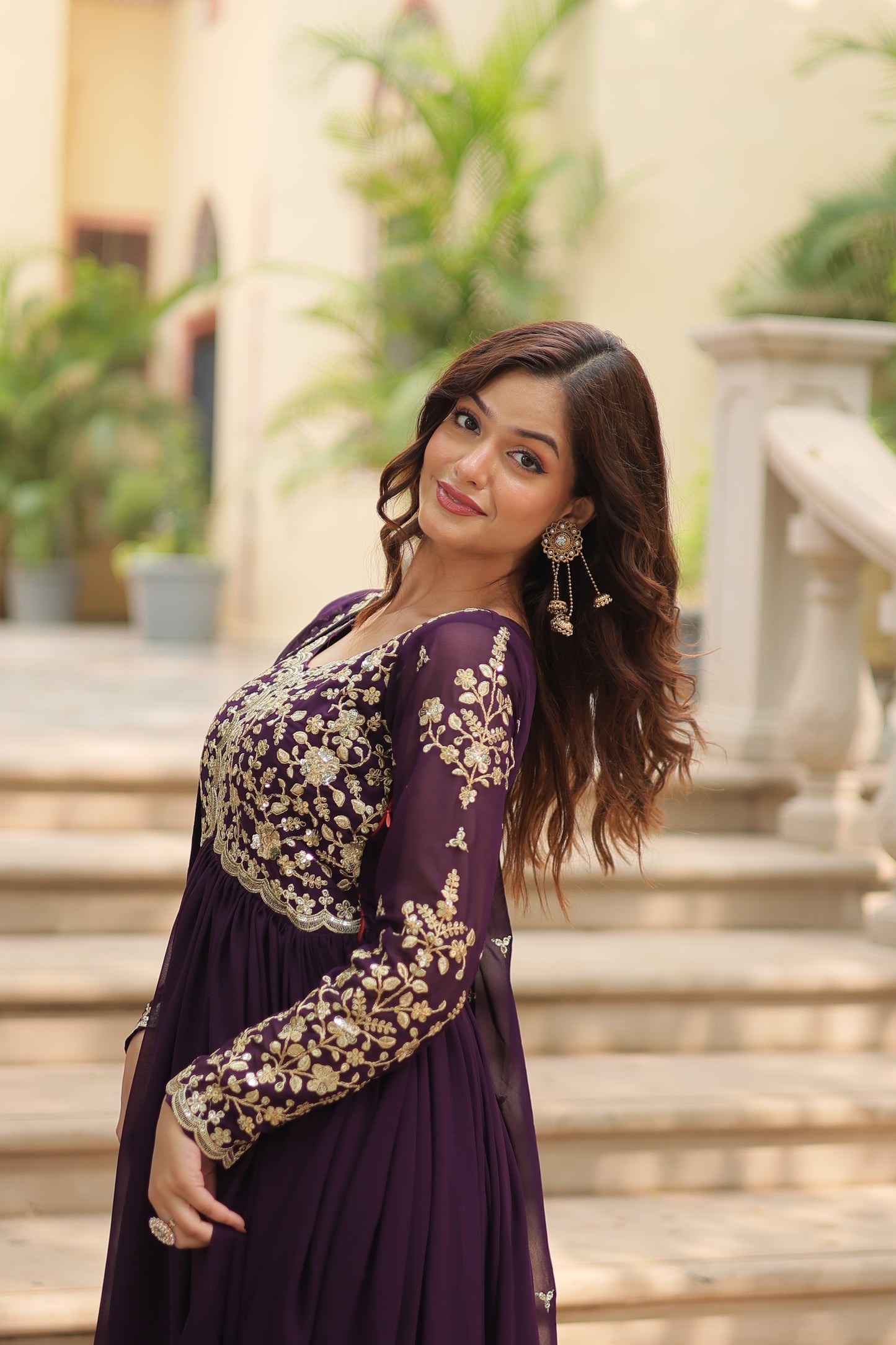 ✨ Shahi Embroidered Anarkali Gown Set ✨