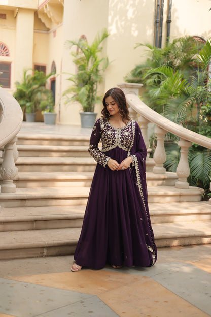 ✨ Shahi Embroidered Anarkali Gown Set ✨