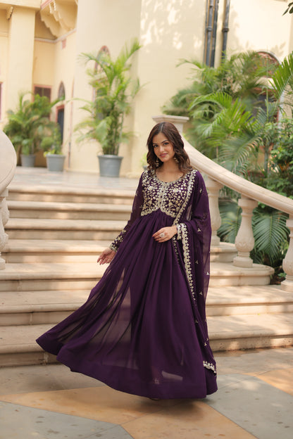 ✨ Shahi Embroidered Anarkali Gown Set ✨