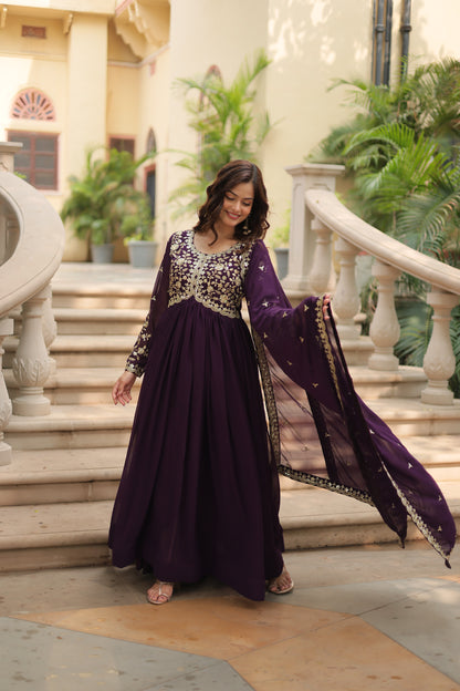 ✨ Shahi Embroidered Anarkali Gown Set ✨