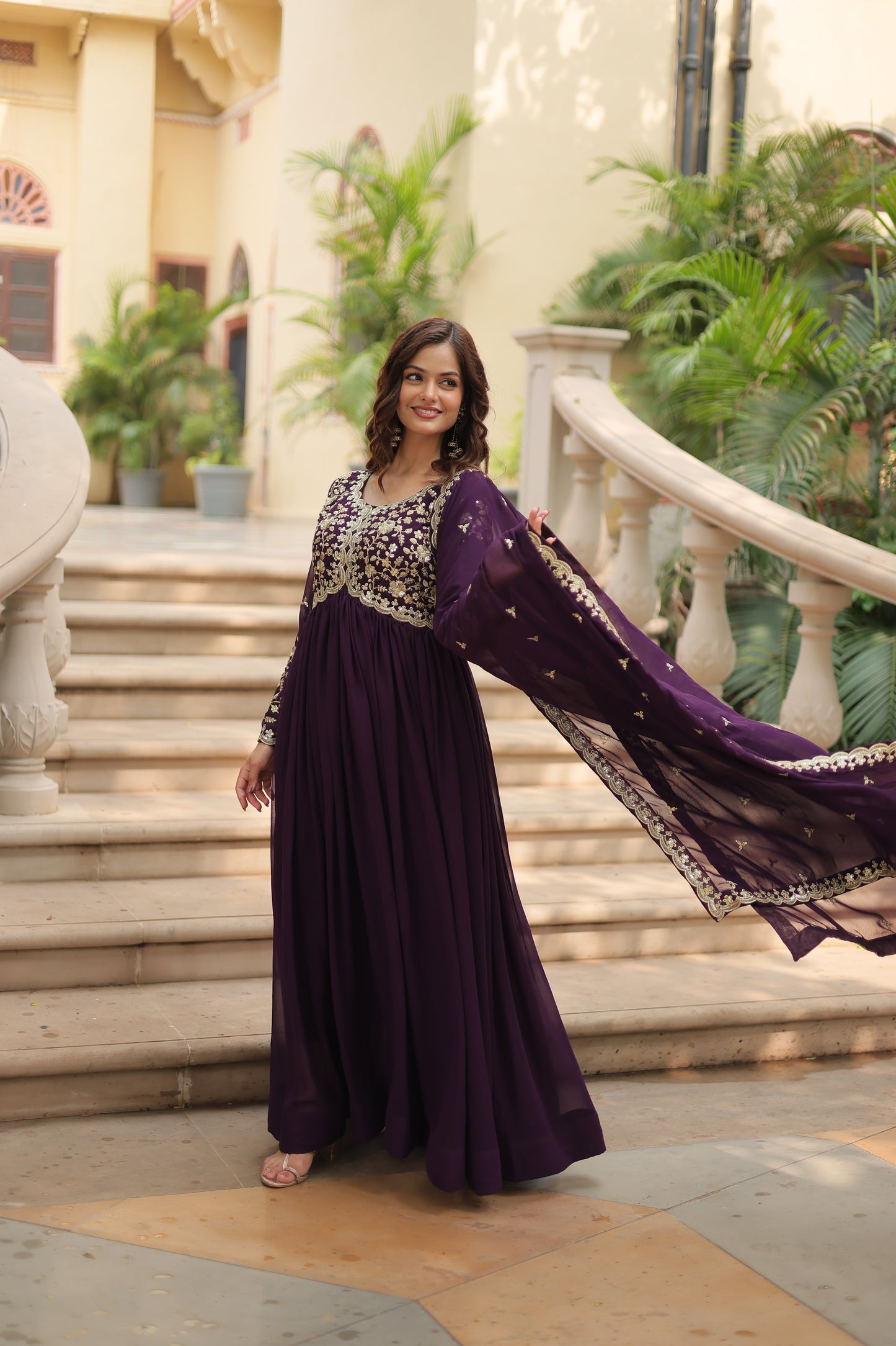 ✨ Shahi Embroidered Anarkali Gown Set ✨