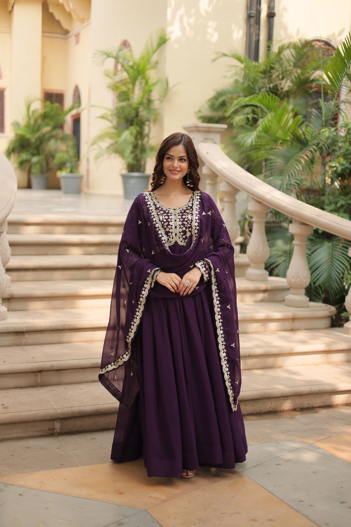 ✨ Shahi Embroidered Anarkali Gown Set ✨