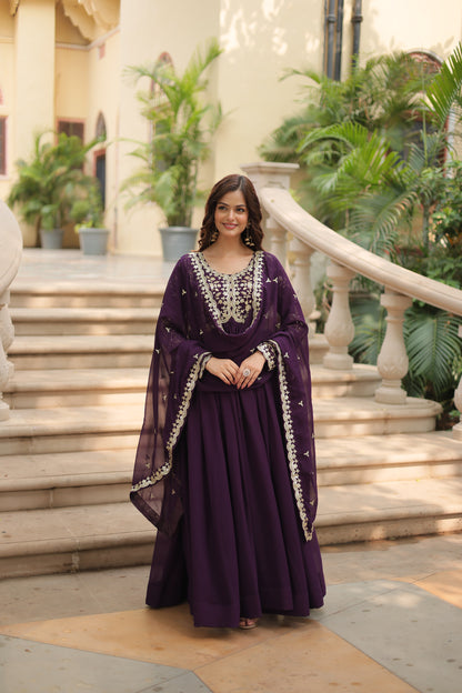 ✨ Shahi Embroidered Anarkali Gown Set ✨