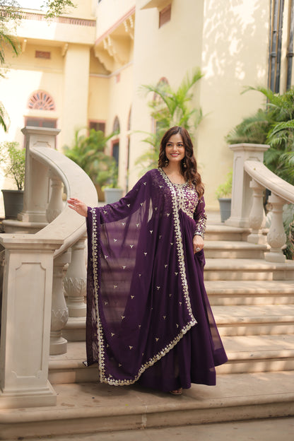 ✨ Shahi Embroidered Anarkali Gown Set ✨