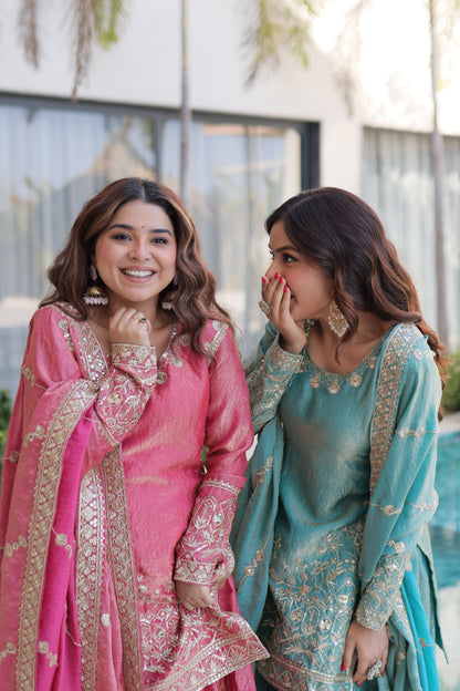 ✨ Pastel Luxe Embroidered Sharara Suit Set ✨