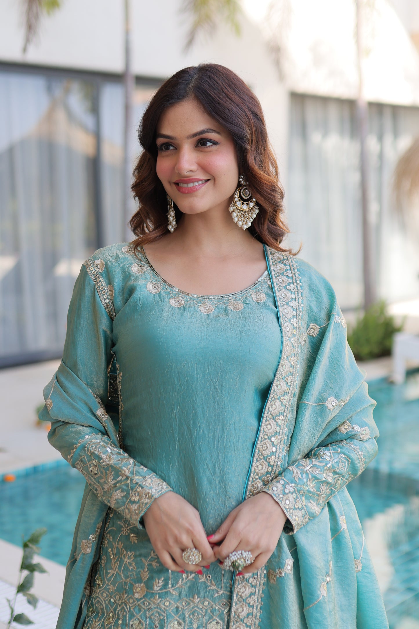 ✨ Pastel Luxe Embroidered Sharara Suit Set ✨