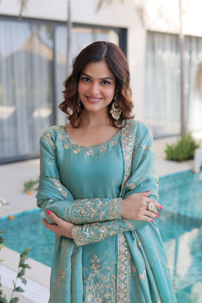 ✨ Pastel Luxe Embroidered Sharara Suit Set ✨