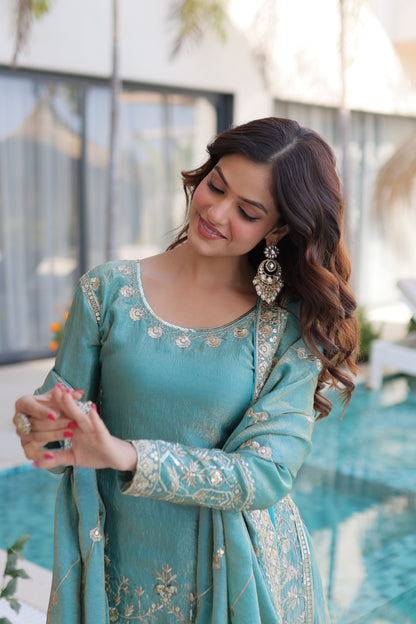 ✨ Pastel Luxe Embroidered Sharara Suit Set ✨