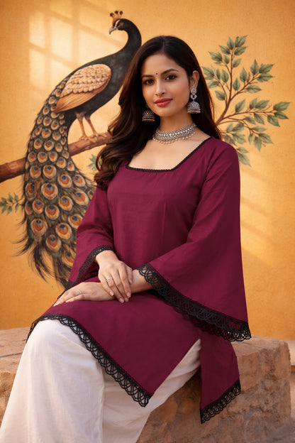 ✨ Trending Rust Roman Silk Short Kurti ✨