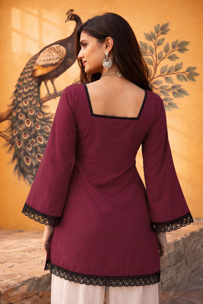 ✨ Trending Rust Roman Silk Short Kurti ✨