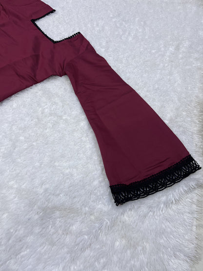 ✨ Trending Rust Roman Silk Short Kurti ✨