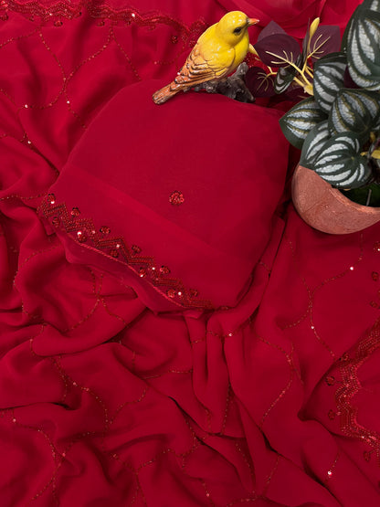 ✨ Midnight & Ruby Elegance Sequin Saree Collection 💫👑