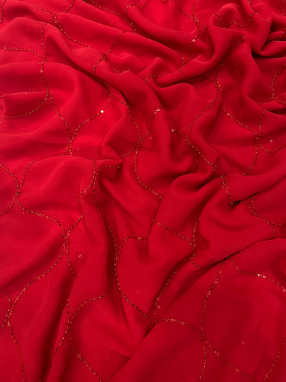 ✨ Midnight & Ruby Elegance Sequin Saree Collection 💫👑