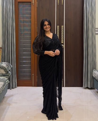 ✨ Midnight & Ruby Elegance Sequin Saree Collection 💫👑