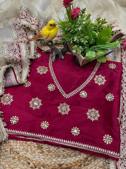 ✨ Royal Ivory Tissue Silk Saree with Designer Embroidered Border 👑✨