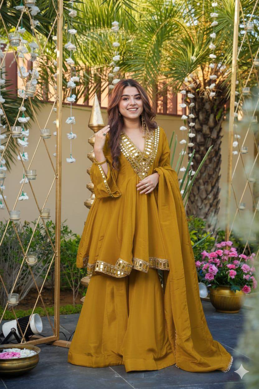 ✨ Noor Mirror Work Peplum Sharara Set ✨