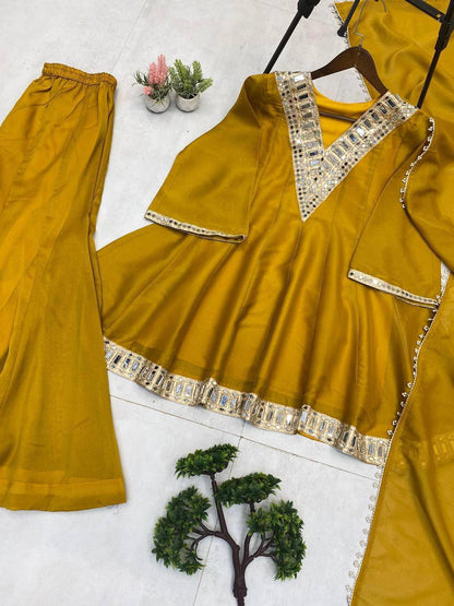 ✨ Noor Mirror Work Peplum Sharara Set ✨