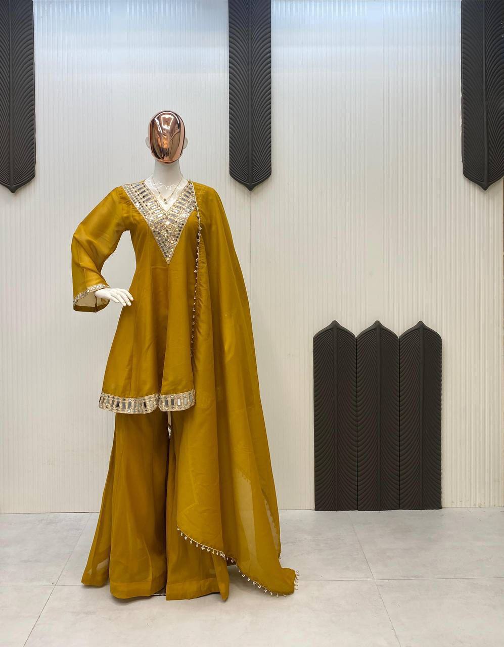 ✨ Noor Mirror Work Peplum Sharara Set ✨