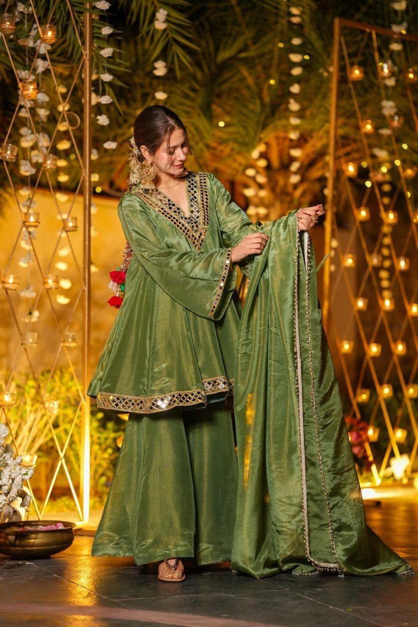 ✨ Noor Mirror Work Peplum Sharara Set ✨