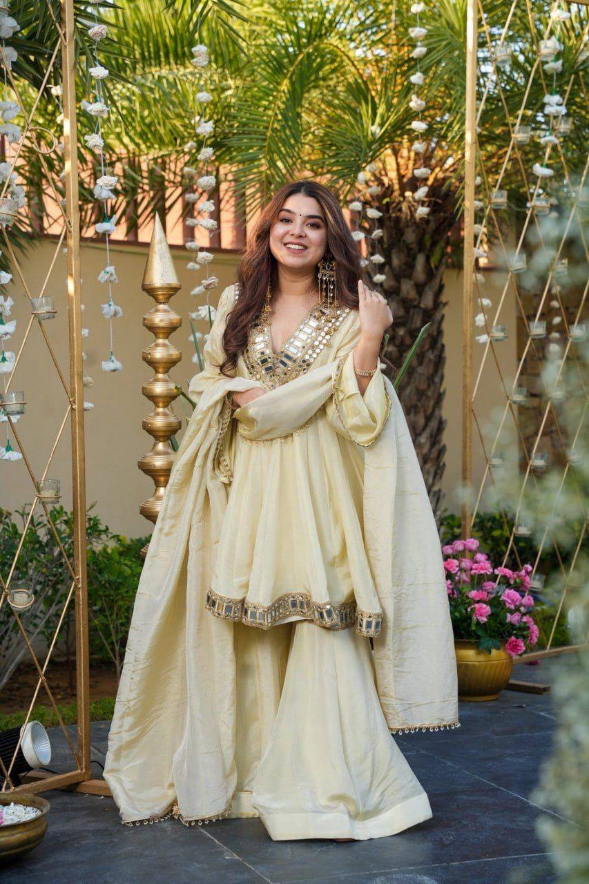 ✨ Noor Mirror Work Peplum Sharara Set ✨