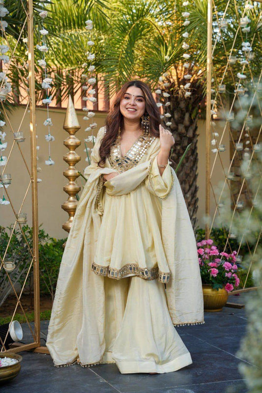 ✨ Noor Mirror Work Peplum Sharara Set ✨