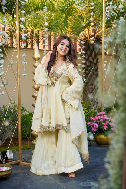 ✨ Noor Mirror Work Peplum Sharara Set ✨