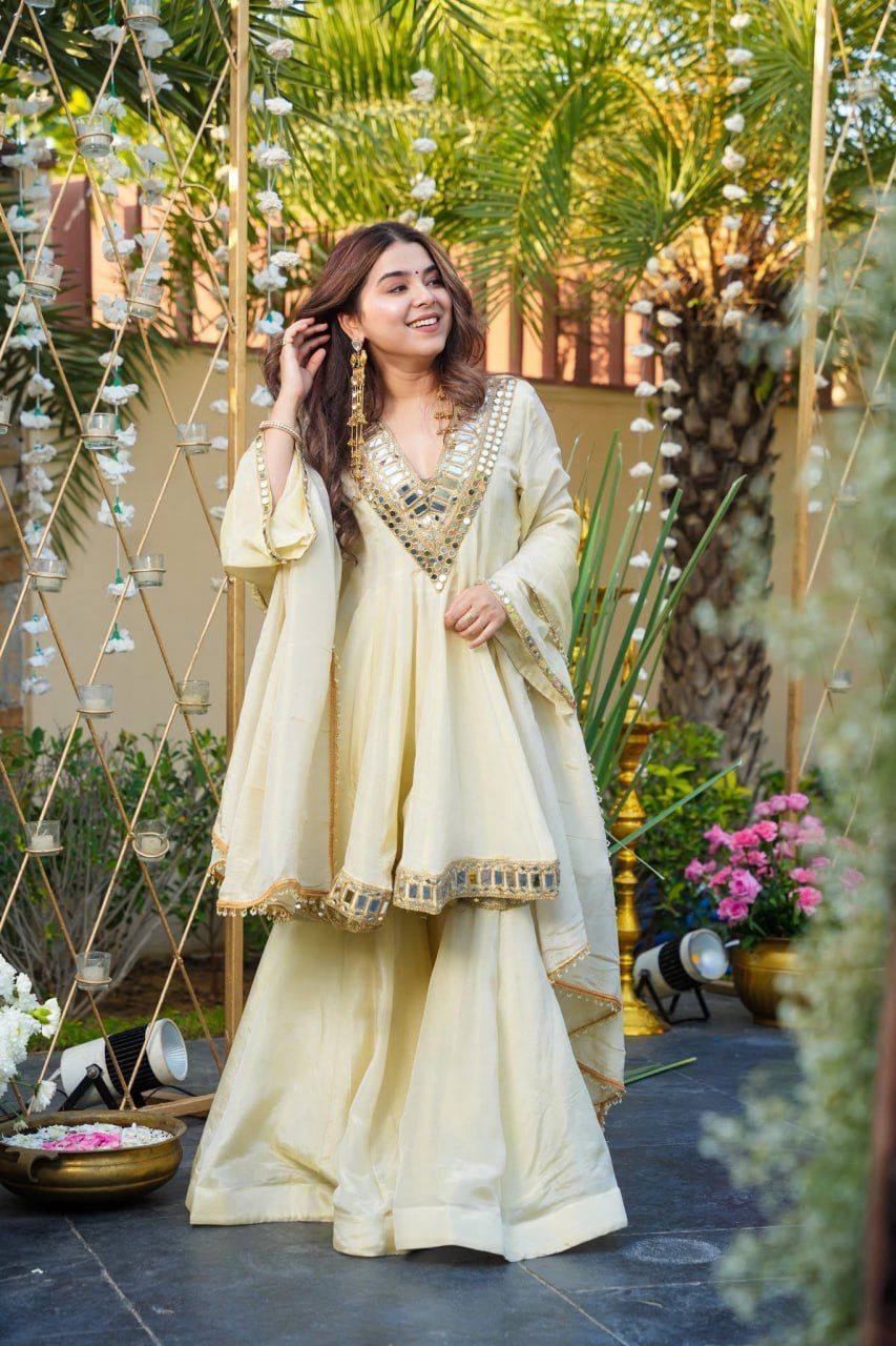 ✨ Noor Mirror Work Peplum Sharara Set ✨