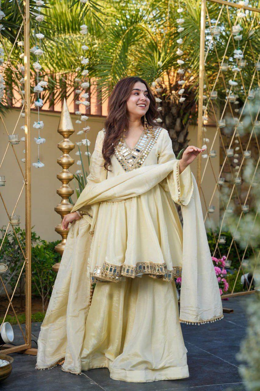 ✨ Noor Mirror Work Peplum Sharara Set ✨