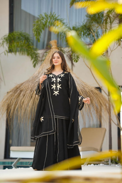 ✨Heavenly Black Handmade Kurta Sharara Palazzo Set✨