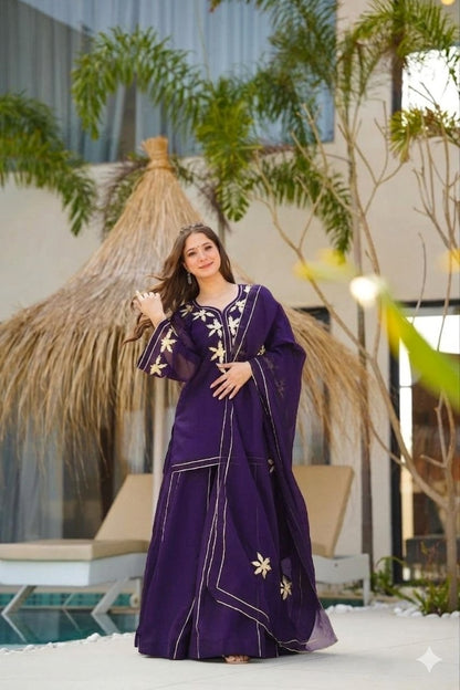 ✨Heavenly Black Handmade Kurta Sharara Palazzo Set✨