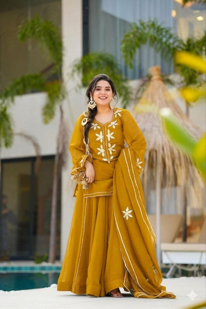 ✨Heavenly Black Handmade Kurta Sharara Palazzo Set✨