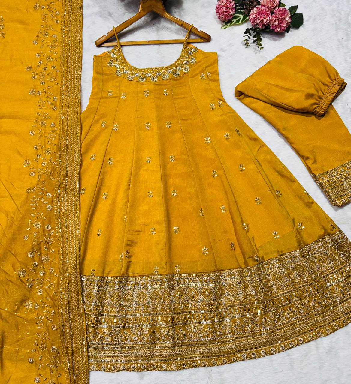✨ Royal Silk Embroidered Anarkali Set ✨
