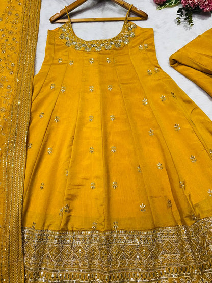 ✨ Royal Silk Embroidered Anarkali Set ✨