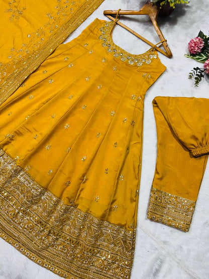 ✨ Royal Silk Embroidered Anarkali Set ✨