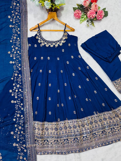 ✨ Royal Silk Embroidered Anarkali Set ✨