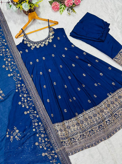 ✨ Royal Silk Embroidered Anarkali Set ✨