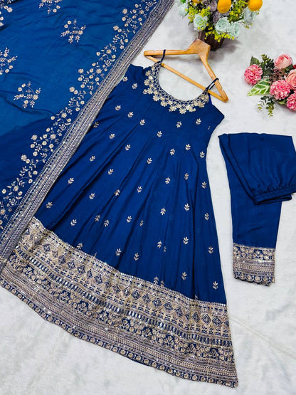 ✨ Royal Silk Embroidered Anarkali Set ✨