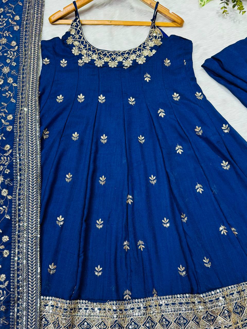 ✨ Royal Silk Embroidered Anarkali Set ✨